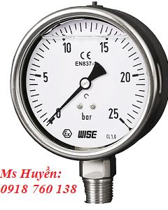 Đồng hồ áp suất WISE P258 ( inox toàn bộ có dầu)