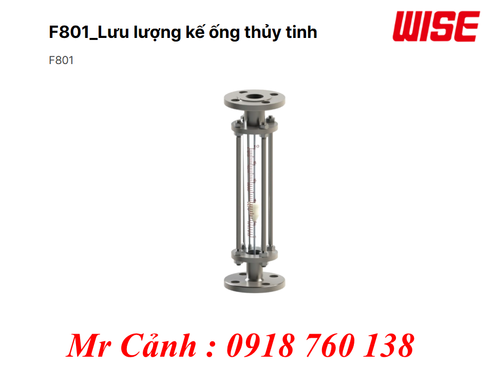 F801 Lưu lượng kế ống thủy tinh kết nối mặt bích