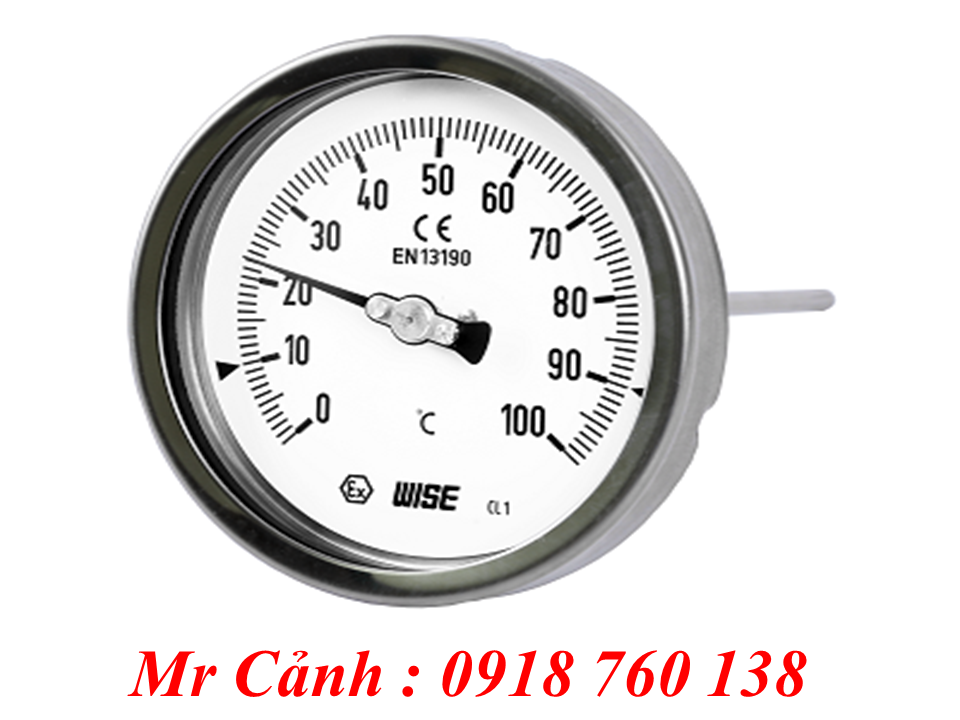 Đồng hồ nhiệt độ WISE Model T110 (Chân sau, inox toàn bộ)