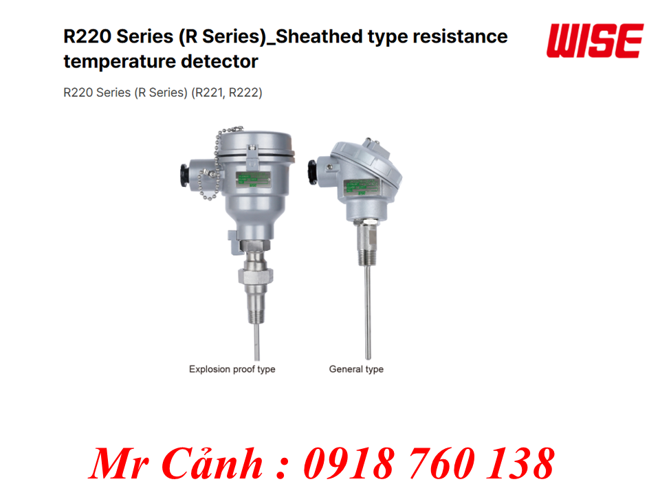 R220 Series Cảm biến nhiệt RTD dạng bọc kim loại Sheathed Type