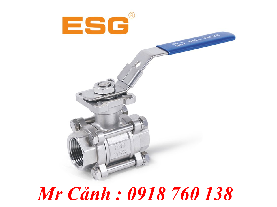 Van bi ren 3 mảnh series 433 có đế lắp - Van bi ESG