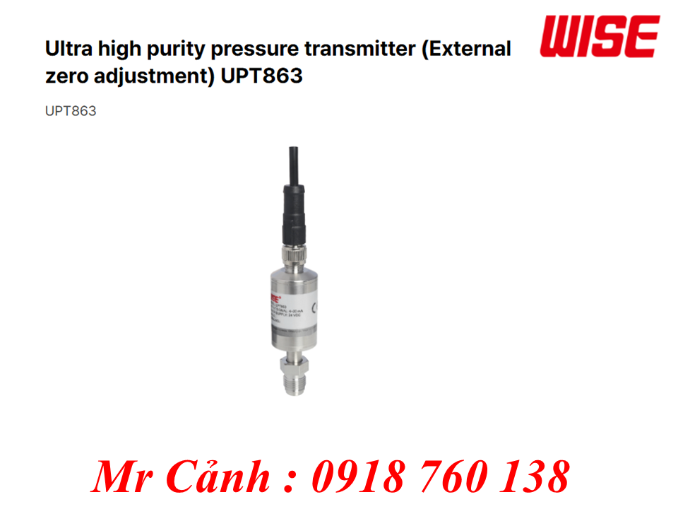 Cảm biến áp suất UPT863 siêu tinh khiết, xuất xứ WISE - Hàn Quốc