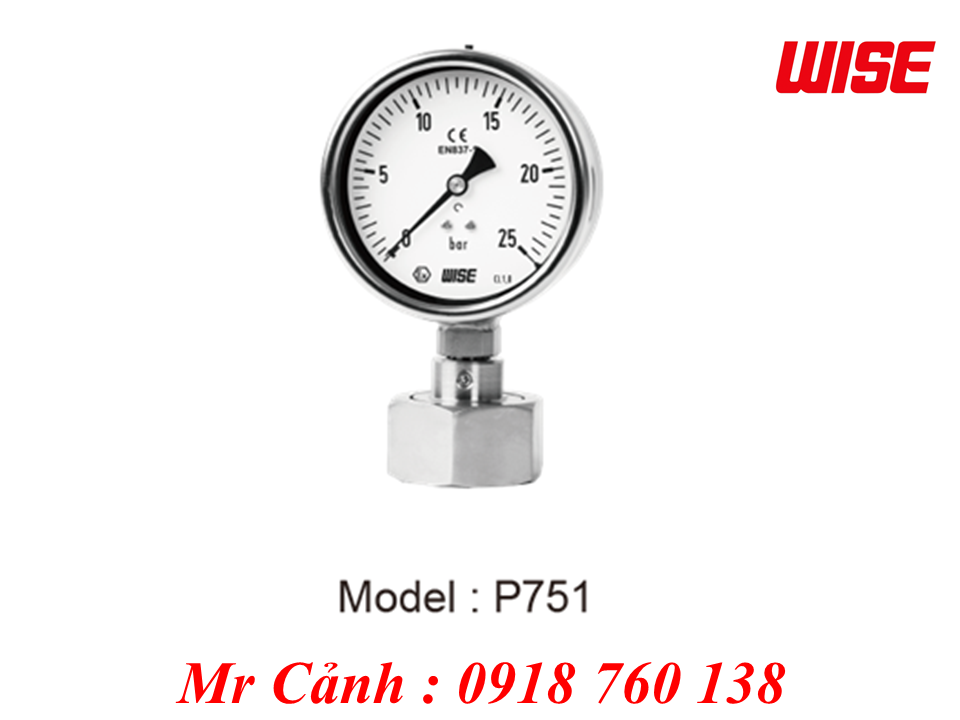 Đồng hồ áp suất WISE P751 | Dạng màng ngăn kết nối sanitary IDF/DIN