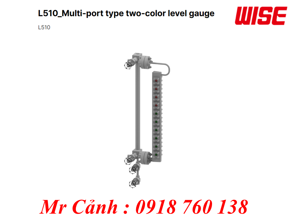 Đồng hồ đo mức hai màu đa cổng L510 chính hãng WISE - Hàn Quốc